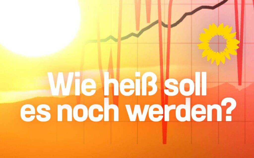 Grafik mit Schriftzug „Wie heiß soll es noch werden?“